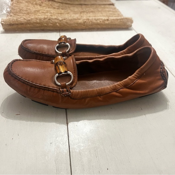Gucci Driving Horsebit AccentToggle Brown Leather Ballet Shoes Size 38 - Picture 7 of 13